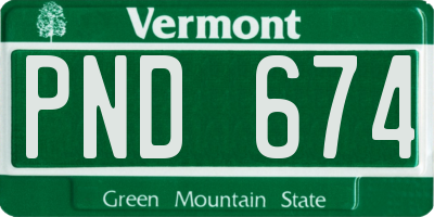 VT license plate PND674