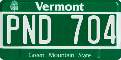 VT license plate PND704