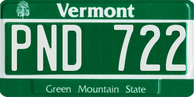 VT license plate PND722