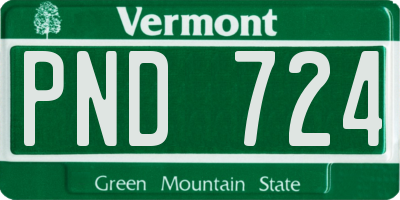VT license plate PND724