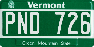VT license plate PND726
