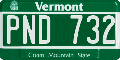 VT license plate PND732