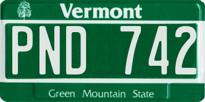 VT license plate PND742