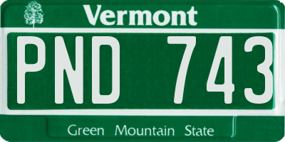 VT license plate PND743