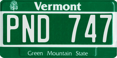 VT license plate PND747
