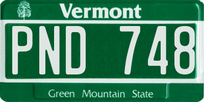 VT license plate PND748