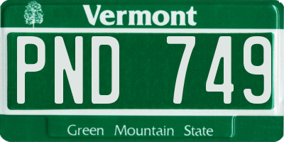 VT license plate PND749
