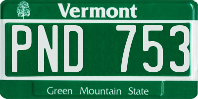 VT license plate PND753