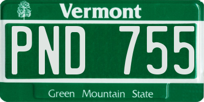 VT license plate PND755