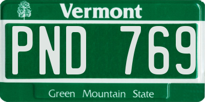 VT license plate PND769