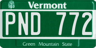VT license plate PND772