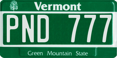 VT license plate PND777