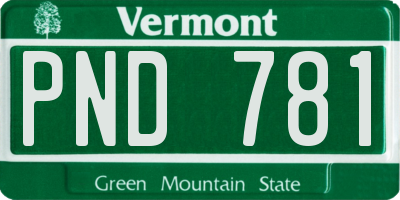 VT license plate PND781
