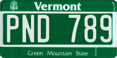 VT license plate PND789