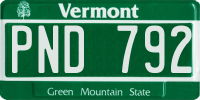 VT license plate PND792