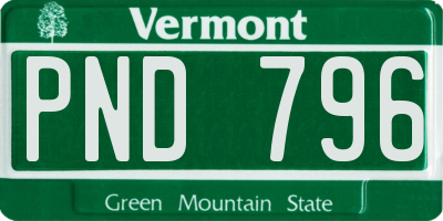 VT license plate PND796