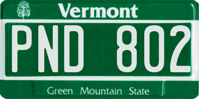 VT license plate PND802