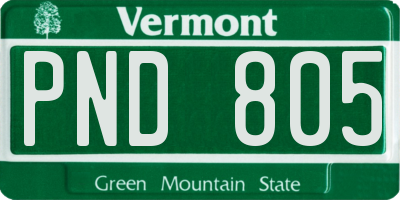 VT license plate PND805