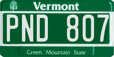VT license plate PND807