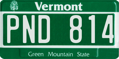 VT license plate PND814