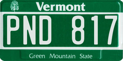 VT license plate PND817