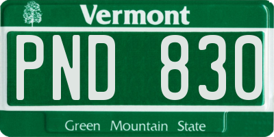 VT license plate PND830