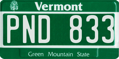 VT license plate PND833
