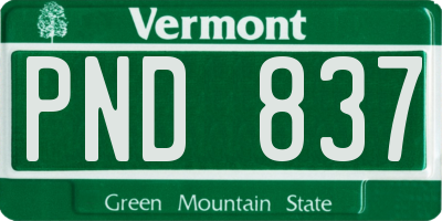 VT license plate PND837