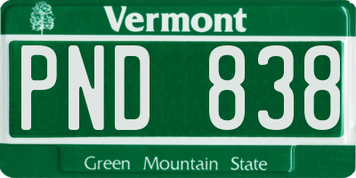 VT license plate PND838