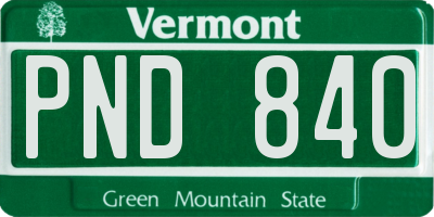 VT license plate PND840