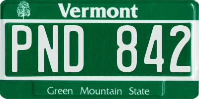 VT license plate PND842
