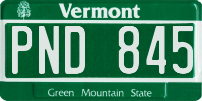 VT license plate PND845