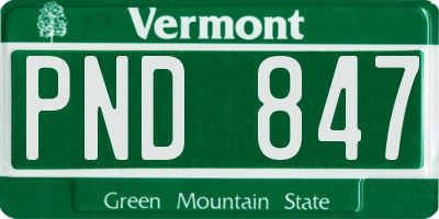 VT license plate PND847