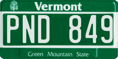 VT license plate PND849