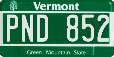 VT license plate PND852