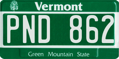 VT license plate PND862