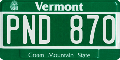 VT license plate PND870