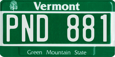 VT license plate PND881