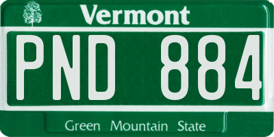 VT license plate PND884