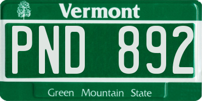VT license plate PND892