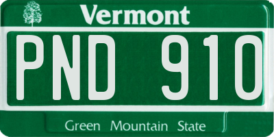 VT license plate PND910