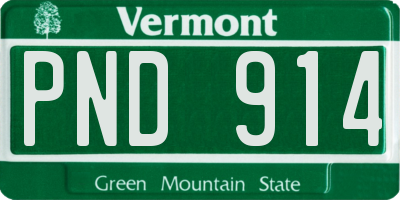 VT license plate PND914