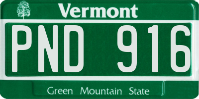 VT license plate PND916
