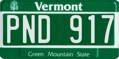 VT license plate PND917