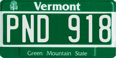 VT license plate PND918