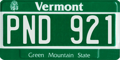 VT license plate PND921