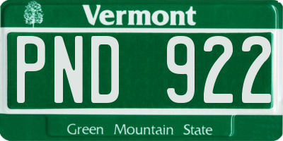 VT license plate PND922