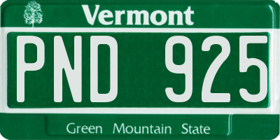 VT license plate PND925