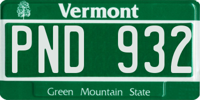 VT license plate PND932