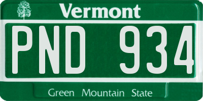 VT license plate PND934